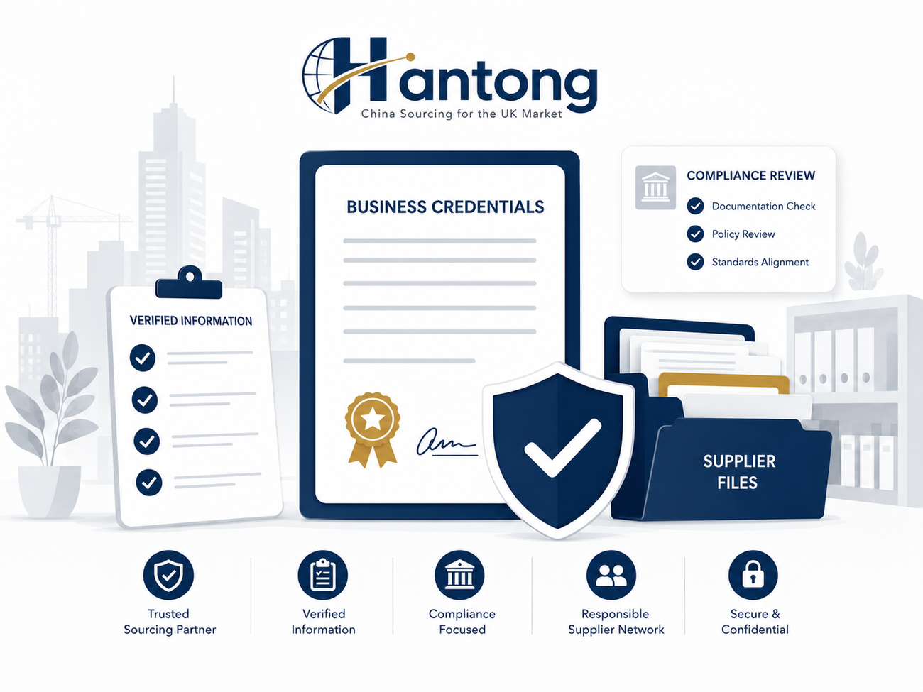 Business credentials and compliance illustration
